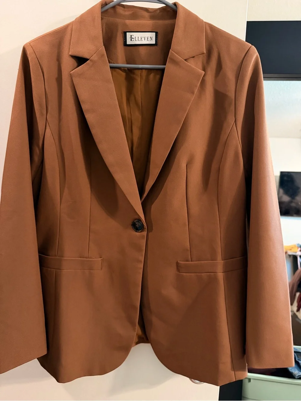 Elleven Women's Single-Button Brown Blazer